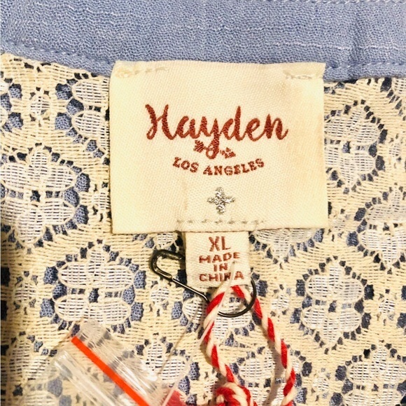 Hayden Oversized Pleated Crochet Trapeze Rayon Dress In Powder Blue. NWT! Sz XL - Picture 8 of 12